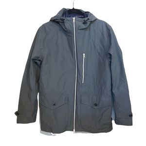 J. Crew Grey With Navy Quilted Zip Out Vest 3 In 1 System Size Small Hooded Coat